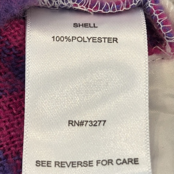 So Purple Multi Plaid Cropped Fuzzy Flannel Shacket Junior Size Large NWT - Picture 11 of 14